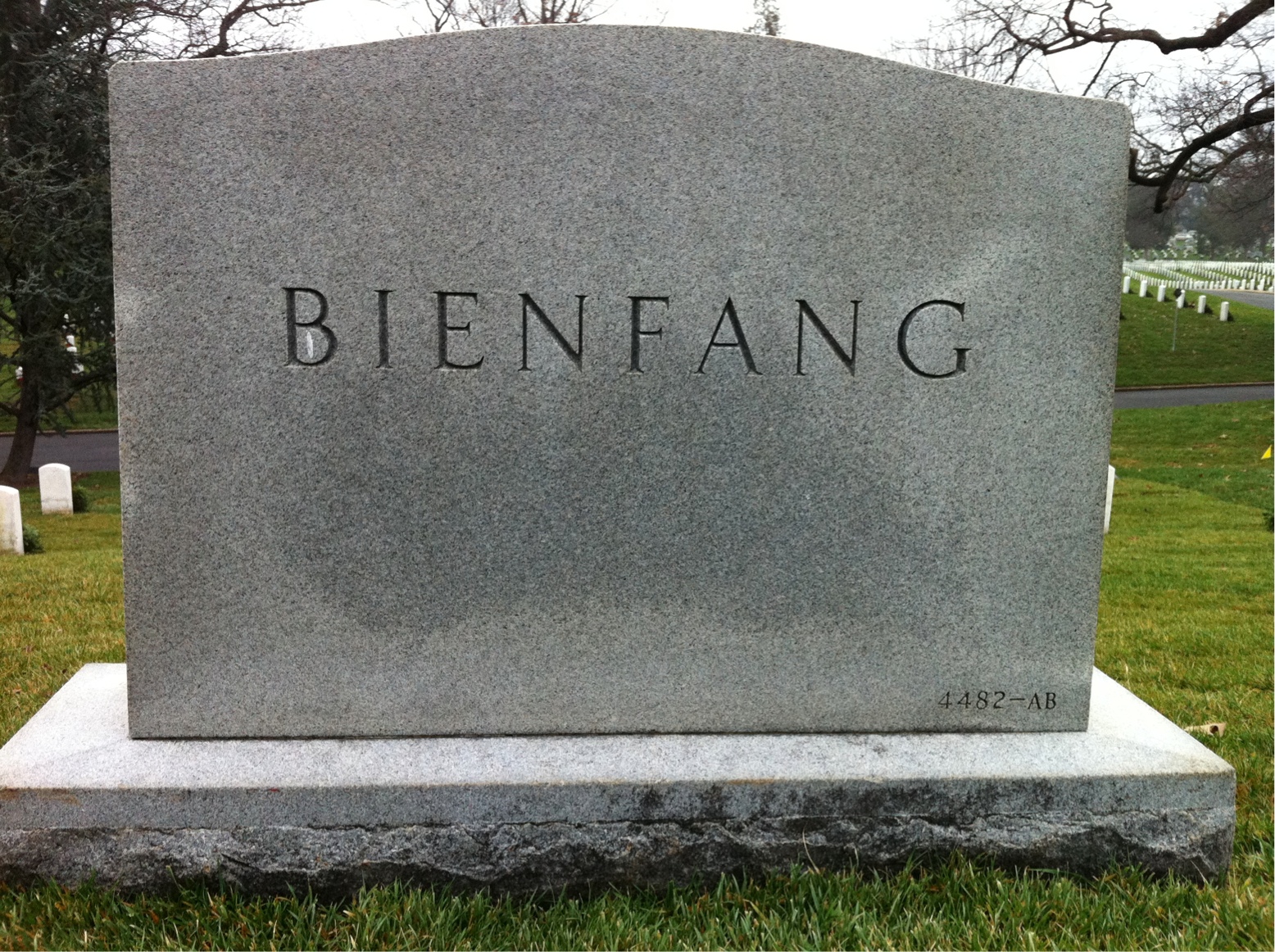 Back of headstone — George Bienfang