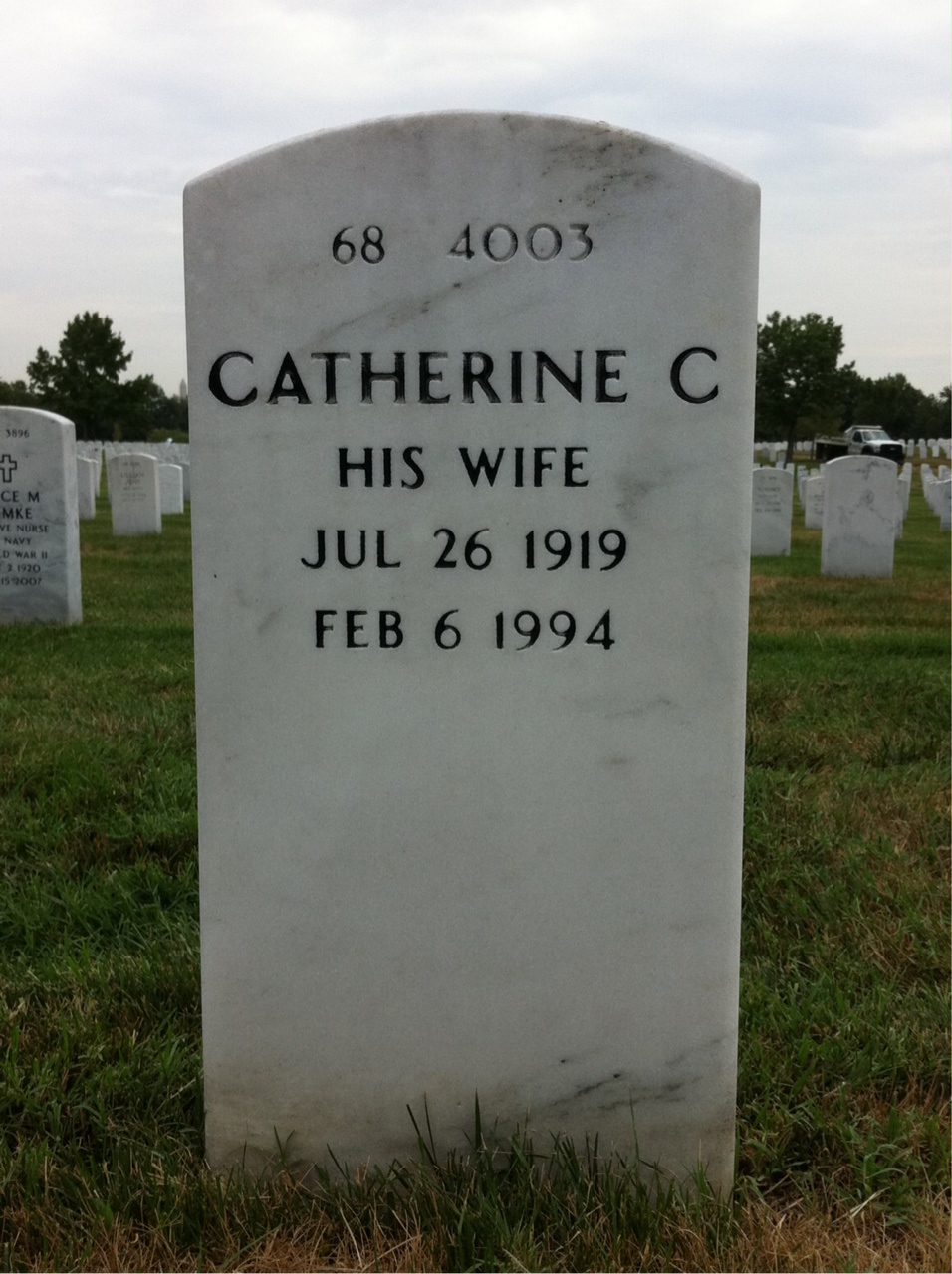 Back of headstone — William O'Neill