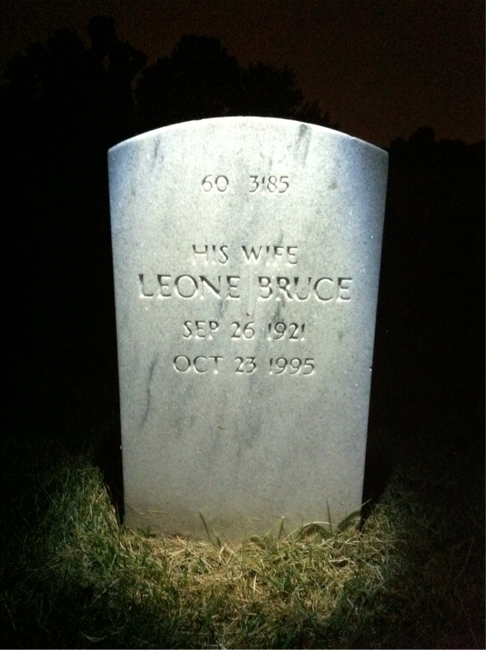 Back of headstone — Leone Blake
