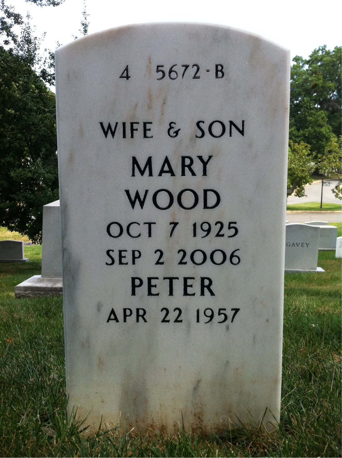 Back of headstone — Herbert Sharpe