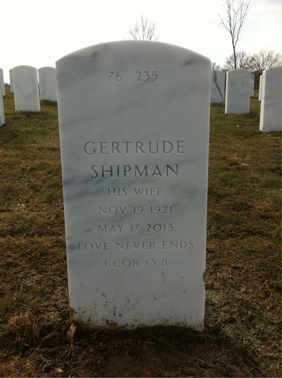 Back of headstone — Stewart Miner