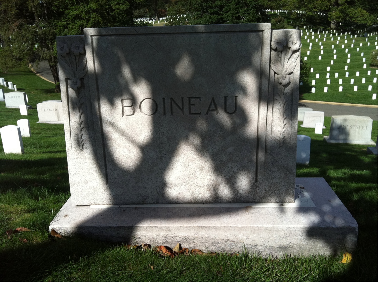 Back of headstone — Antoinette Boineau