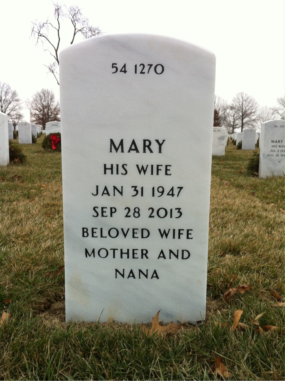 Back of headstone — Donald Stark