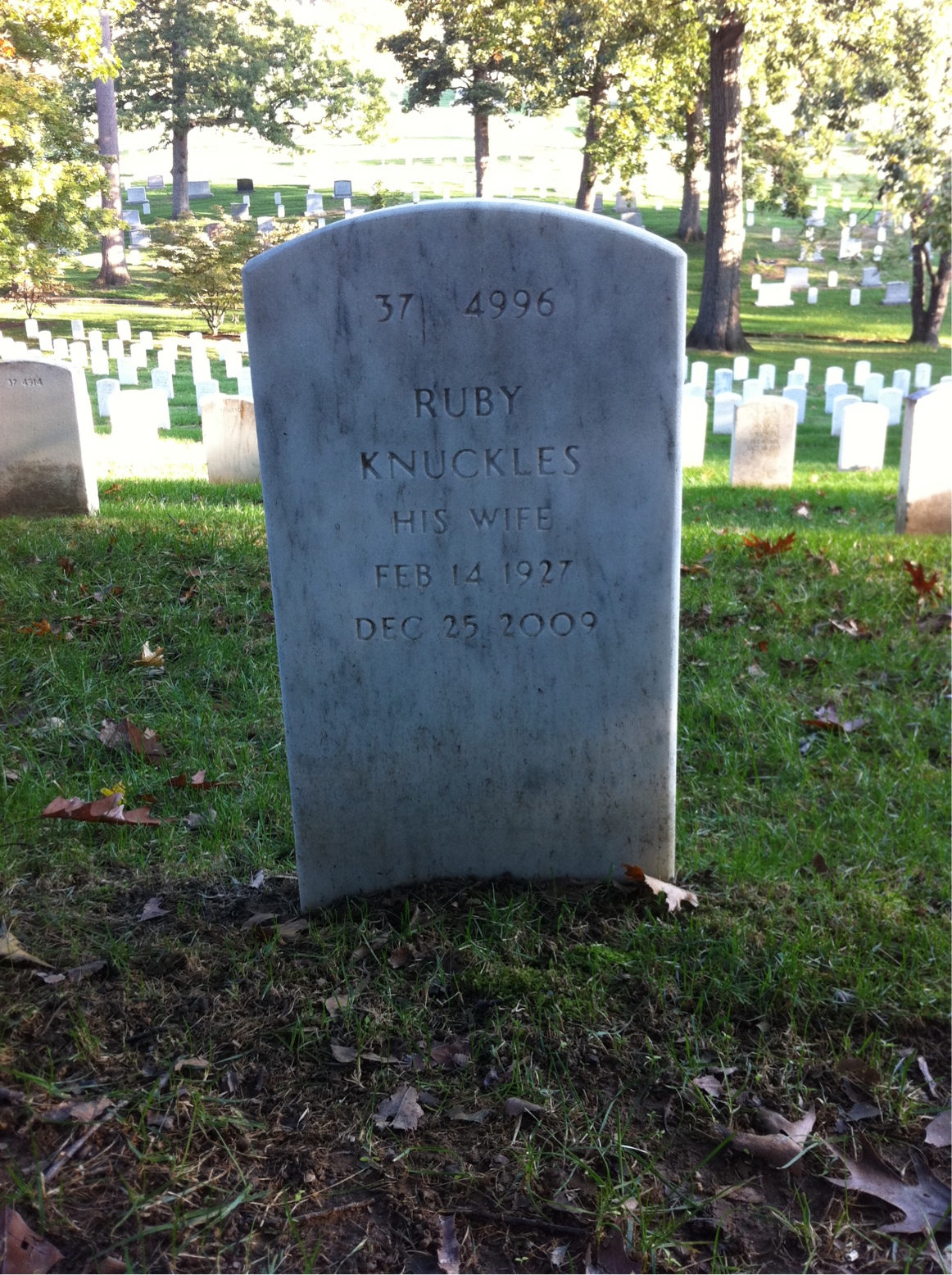 Back of headstone — John Myers