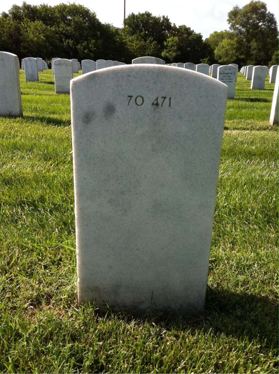 Back of headstone — Albert Allard