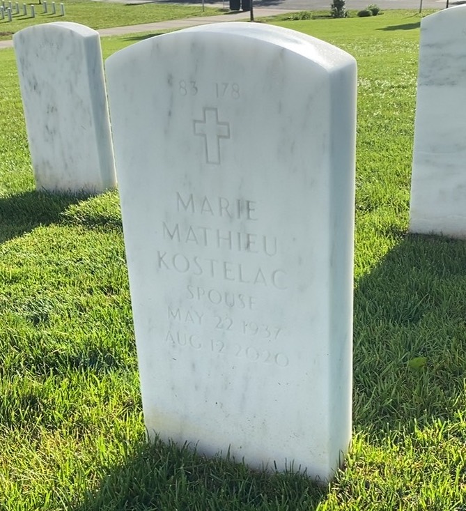 Back of headstone — Thomas M Kostelac