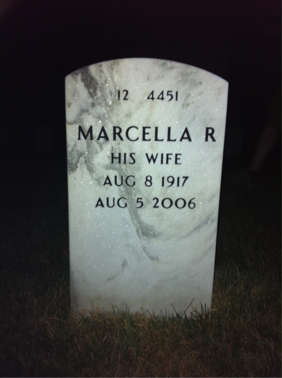 Back of headstone — Russel Arlotta