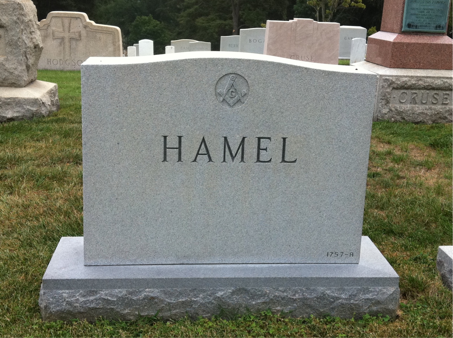 Back of headstone — Albert Hamel