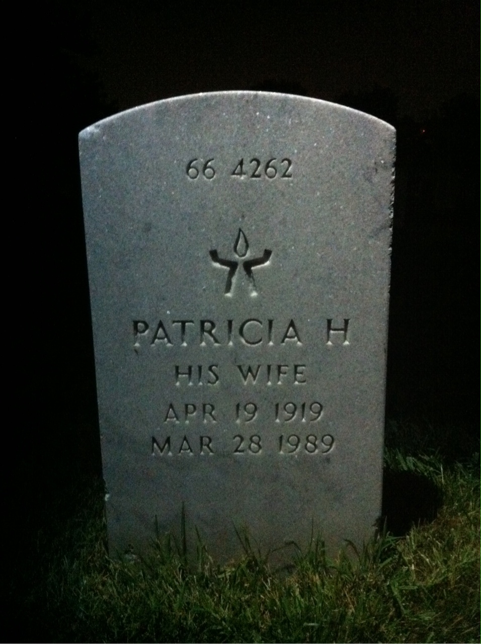 Back of headstone — Patricia Cox