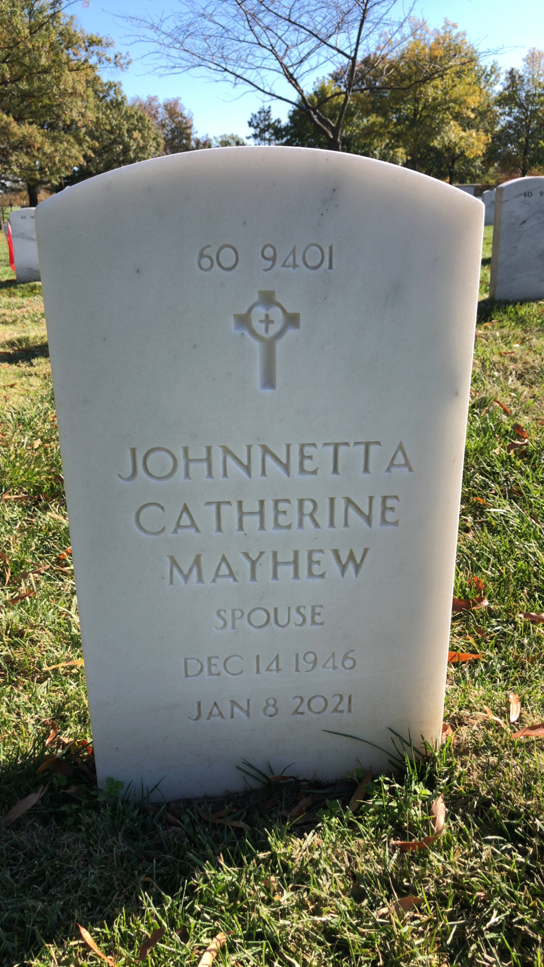 Back of headstone — William Aldis Mayhew