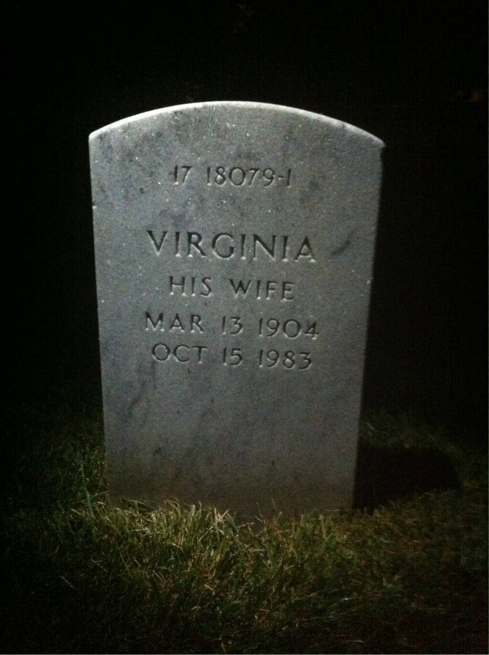 Back of headstone — Virginia Andrews