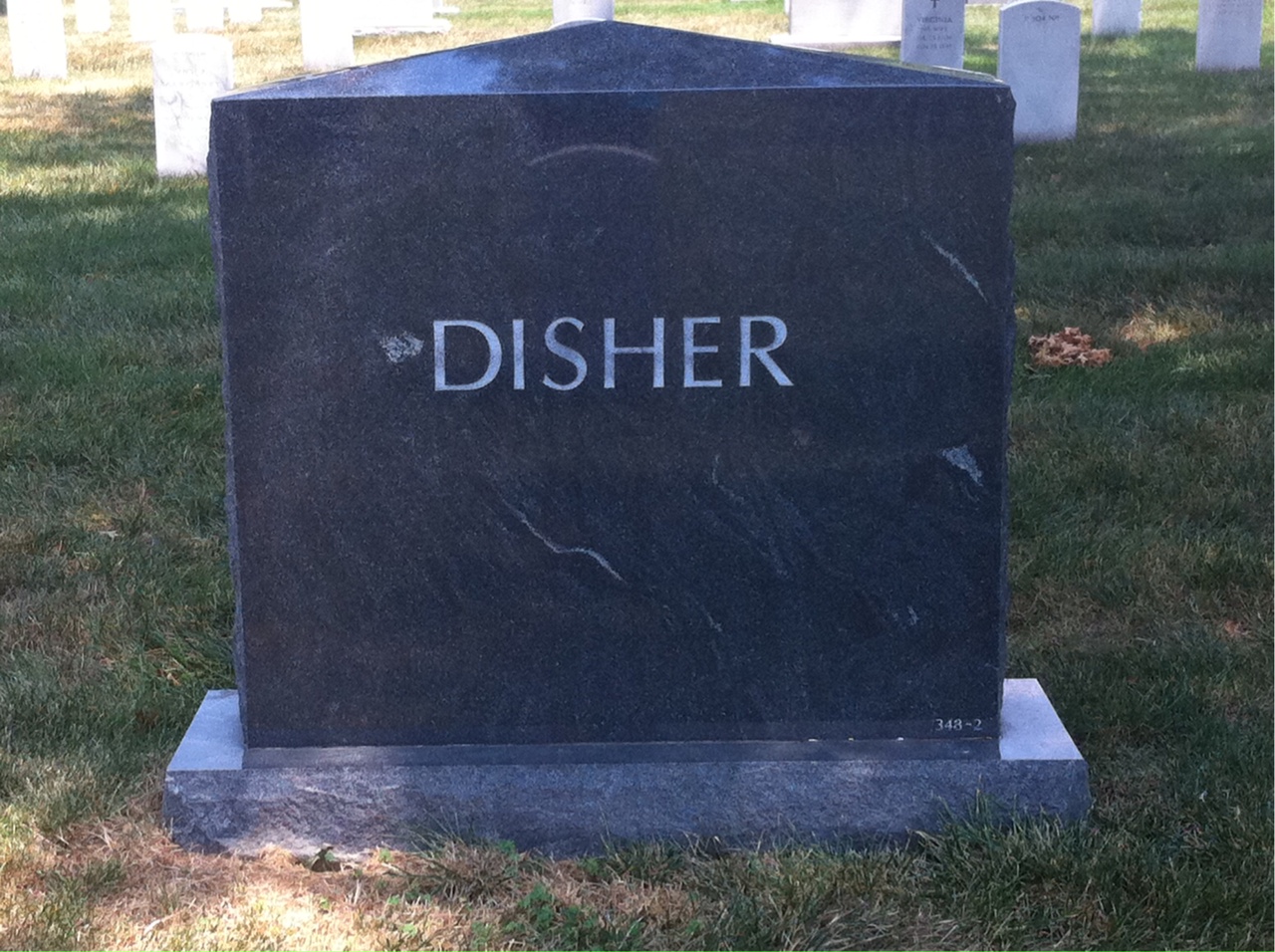 Back of headstone — John Disher