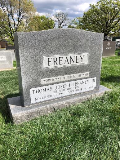 Back of headstone — Thomas Freaney