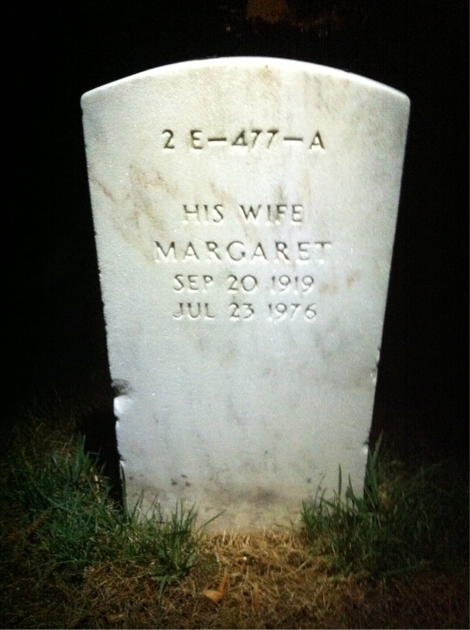 Back of headstone — Alan Morningstar