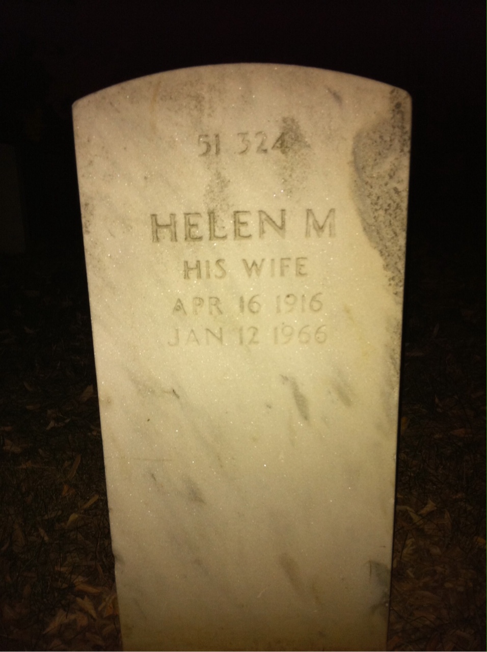 Back of headstone — Walter Joseph Nicholson