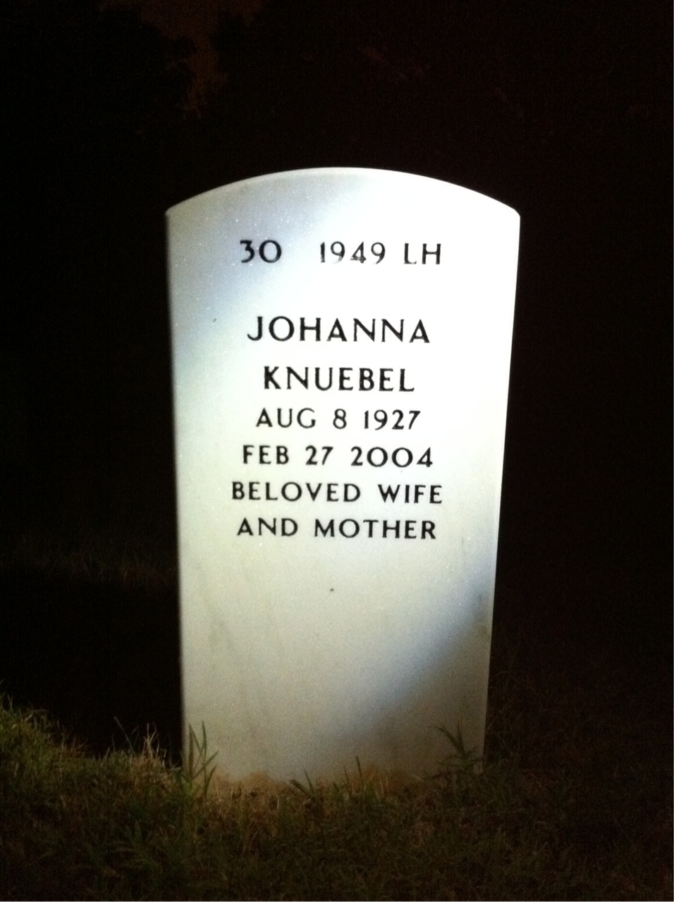 Back of headstone — Arthur Underwood