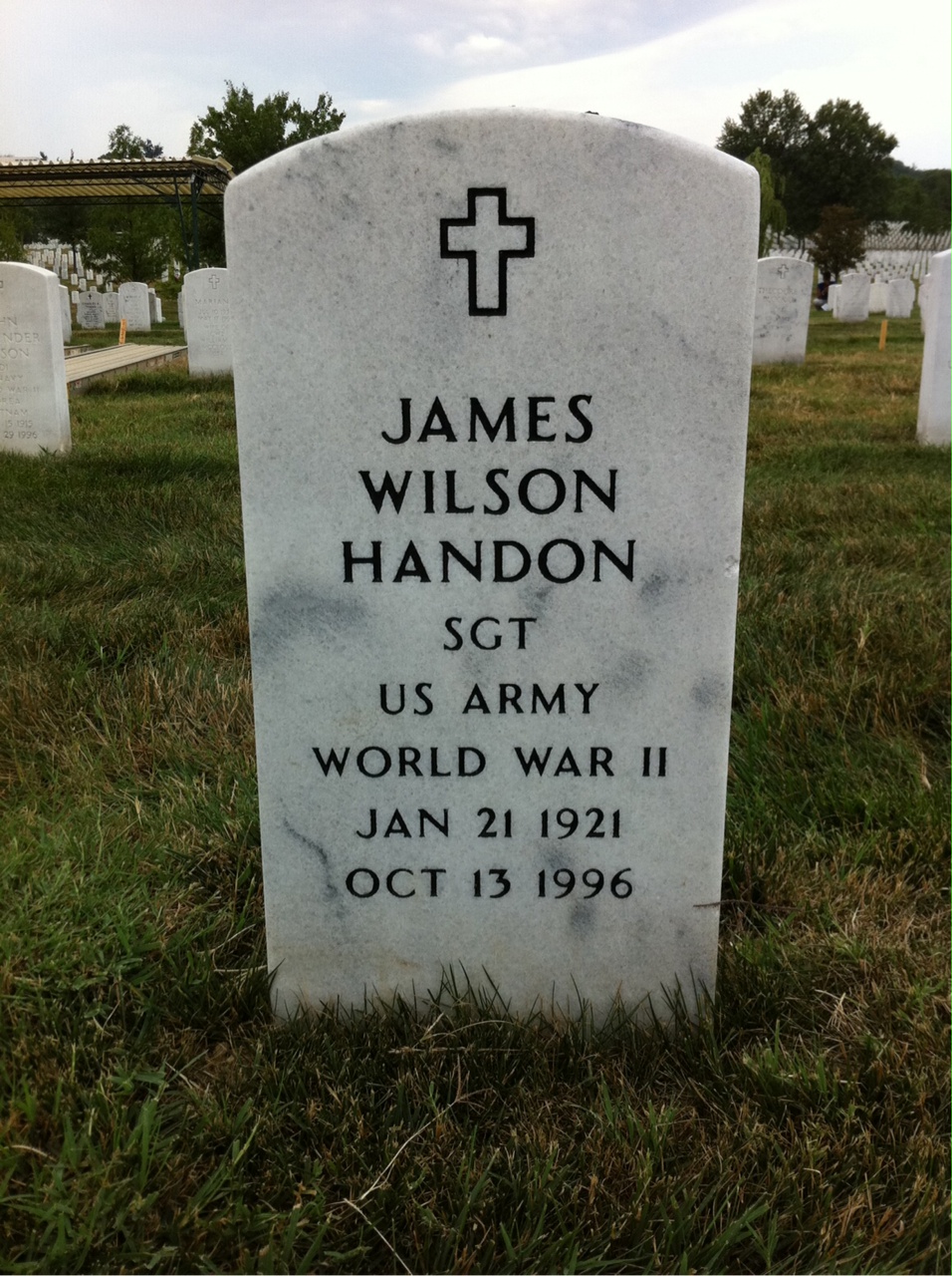 Back of headstone — James Handon