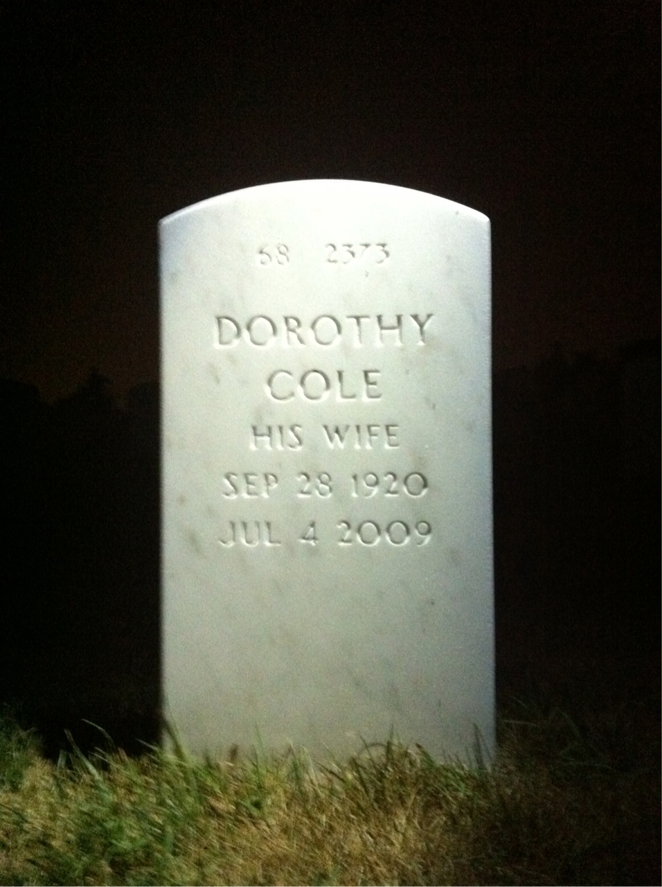 Back of headstone — William Vass