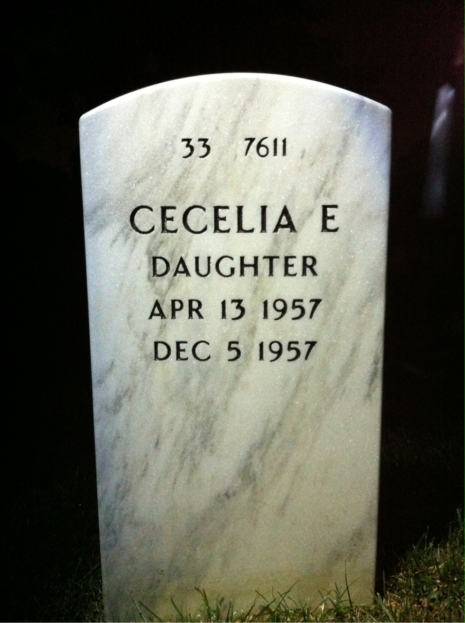 Back of headstone — Leroy Hobson