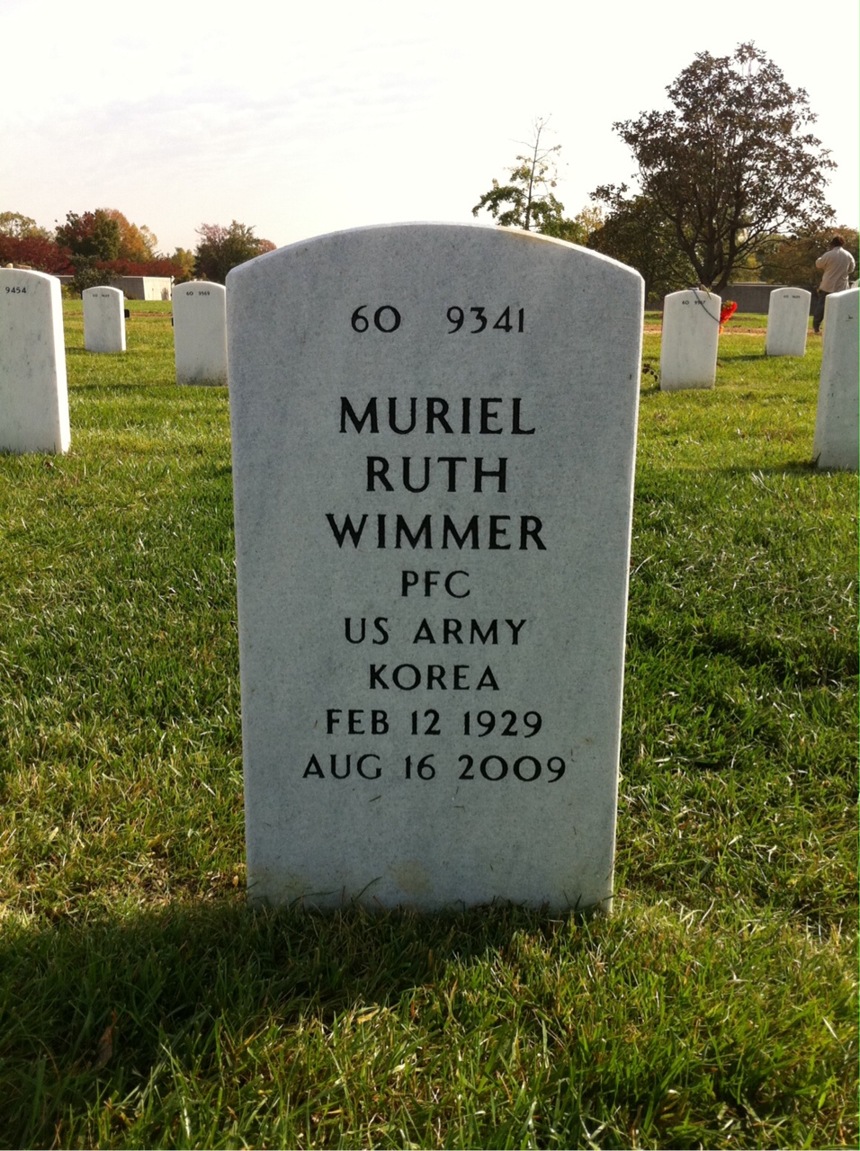 Back of headstone — Muriel Wimmer