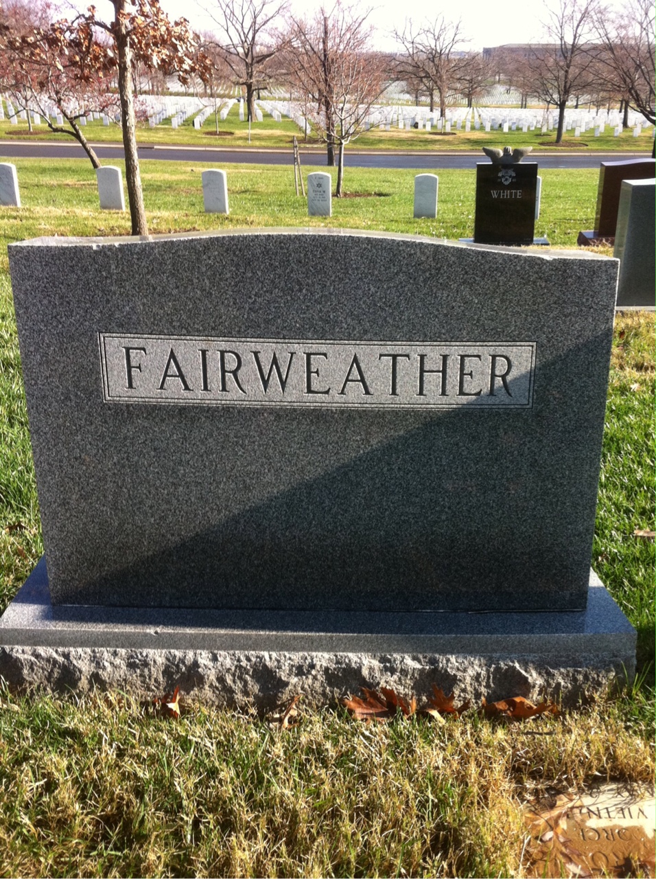 Back of headstone — Robert Fairweather