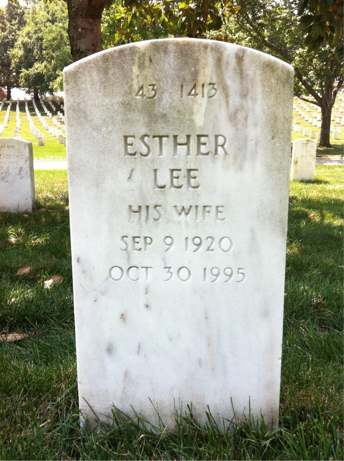 Back of headstone — Esther Abney