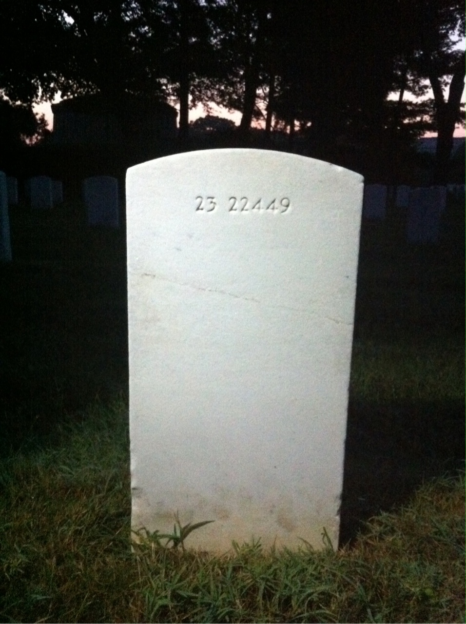 Back of headstone — William D Simms