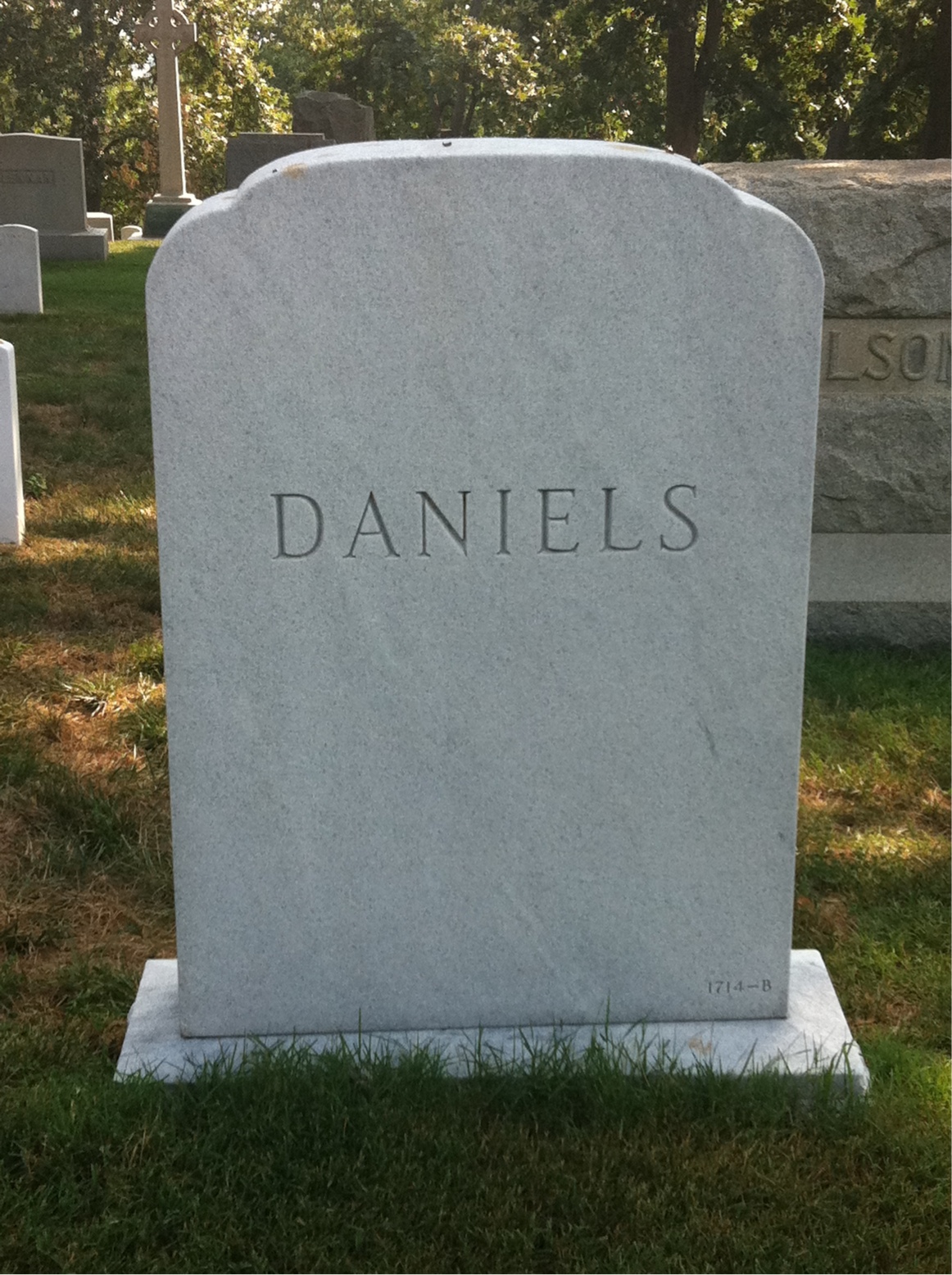 Back of headstone — Robert Whiting Daniels