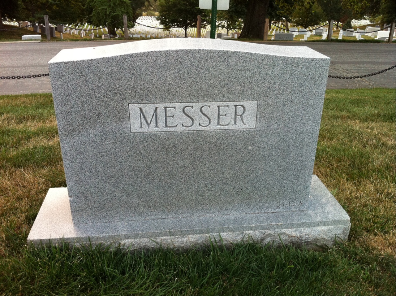 Back of headstone — John Messer