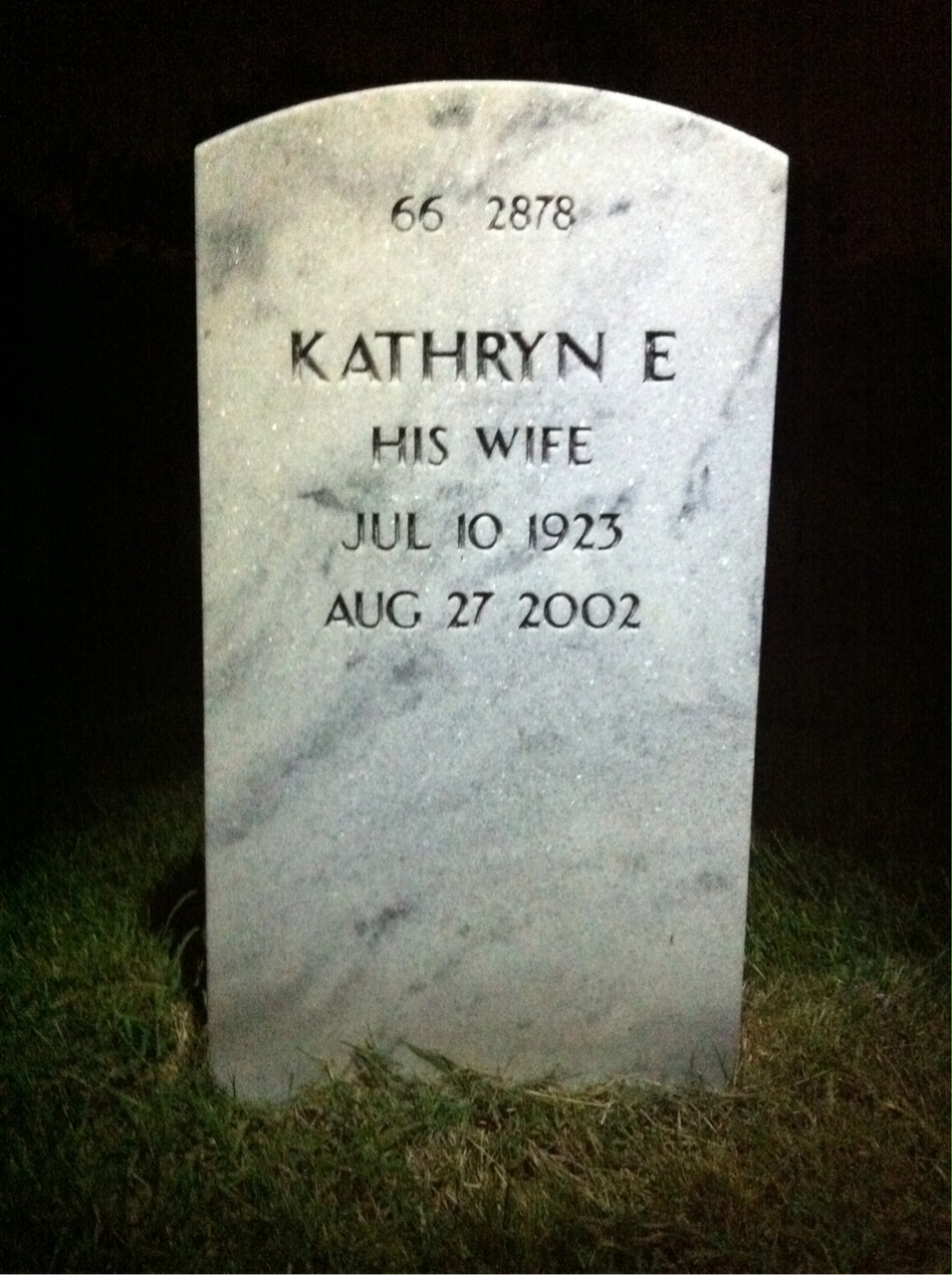 Back of headstone — Kathryn Milosovic