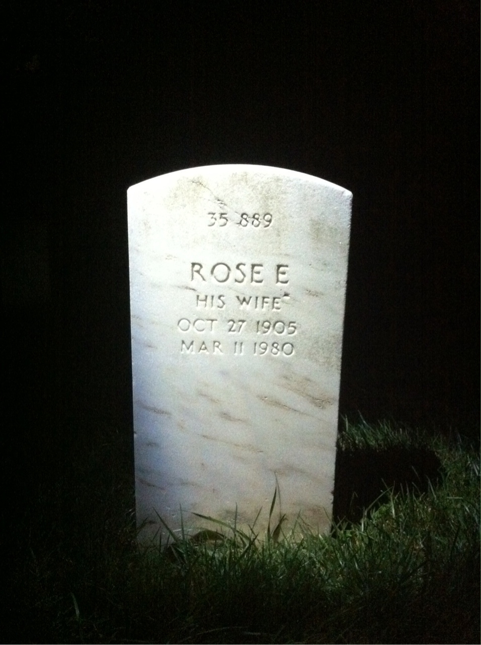 Back of headstone — John Moten