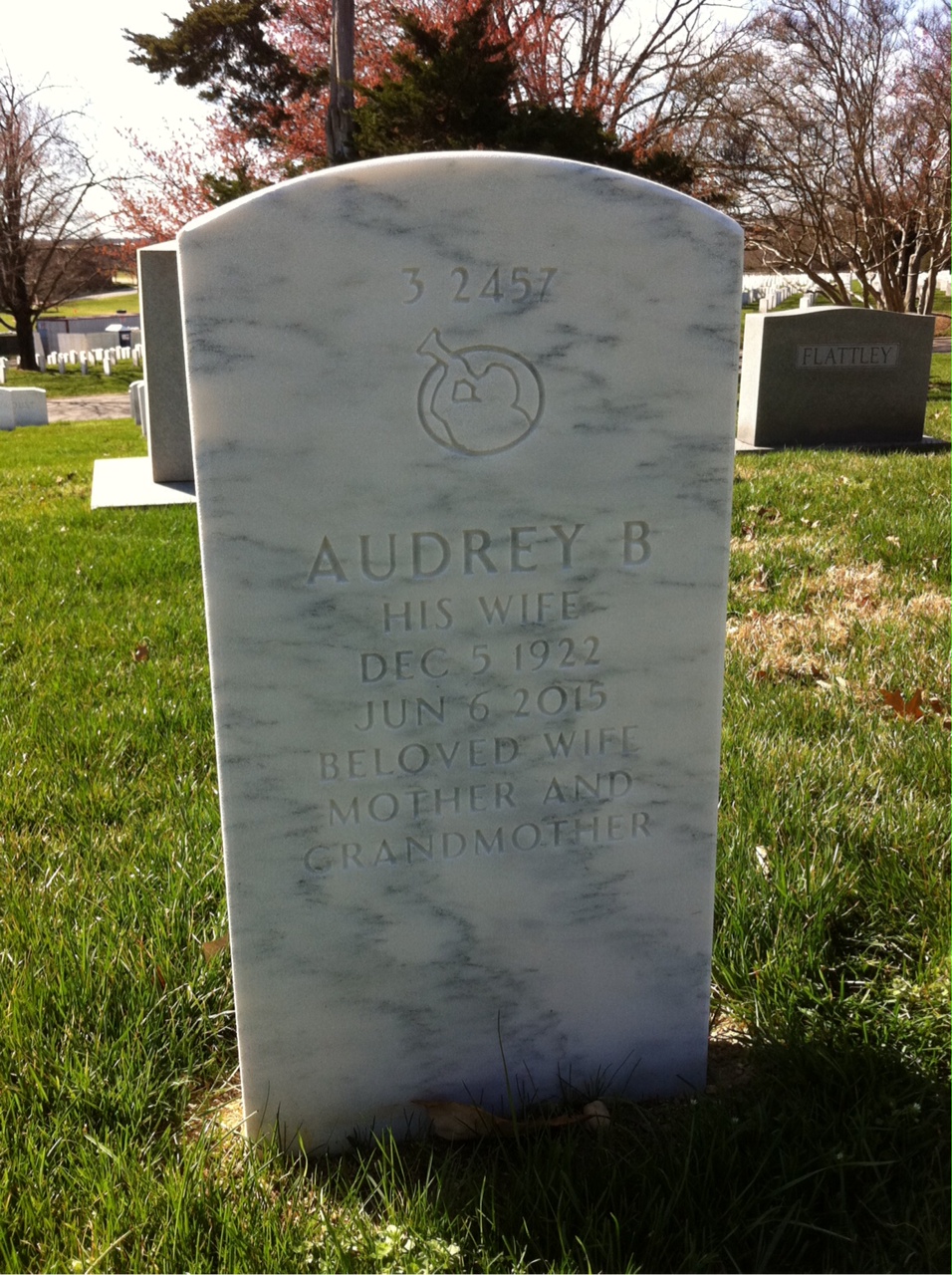 Back of headstone — Wallace A Howe