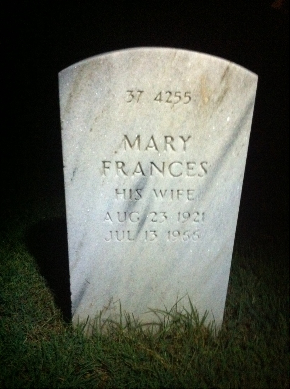 Back of headstone — Mary Aiken