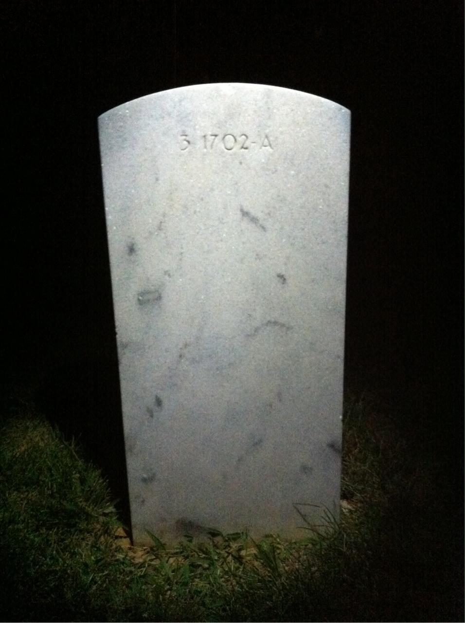 Back of headstone — Edwin Adams