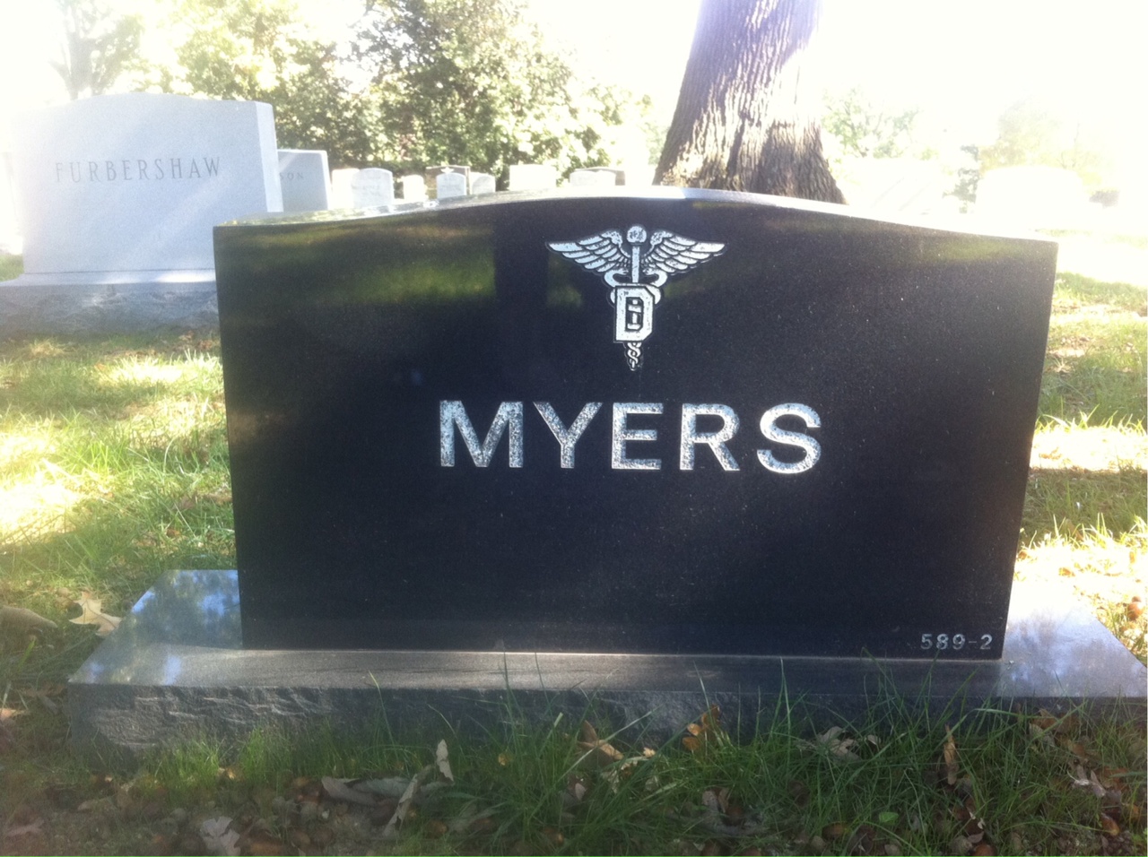 Back of headstone — Warren Myers