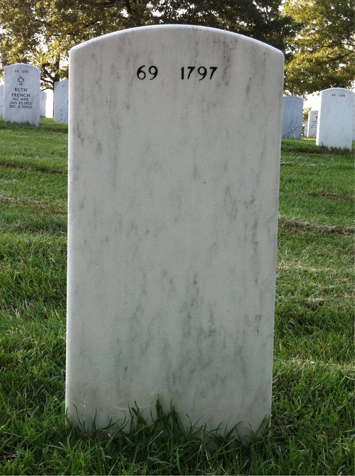 Back of headstone — James Hall