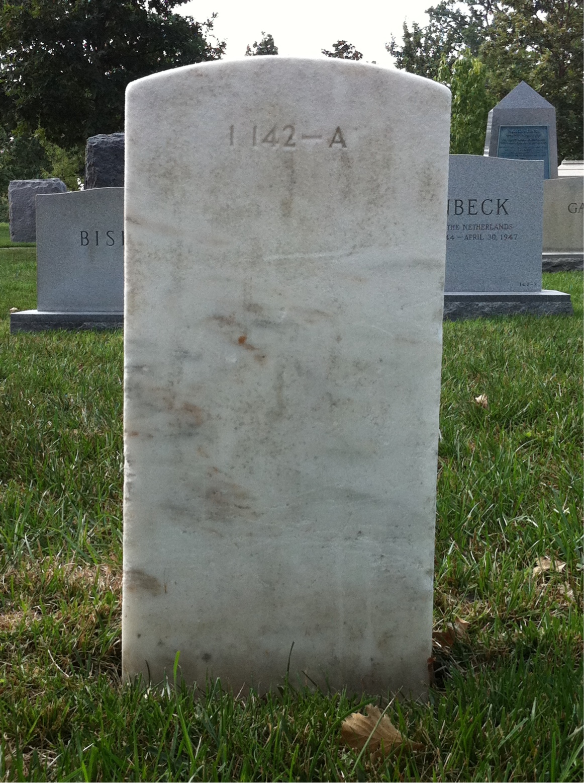 Back of headstone — William Alexander