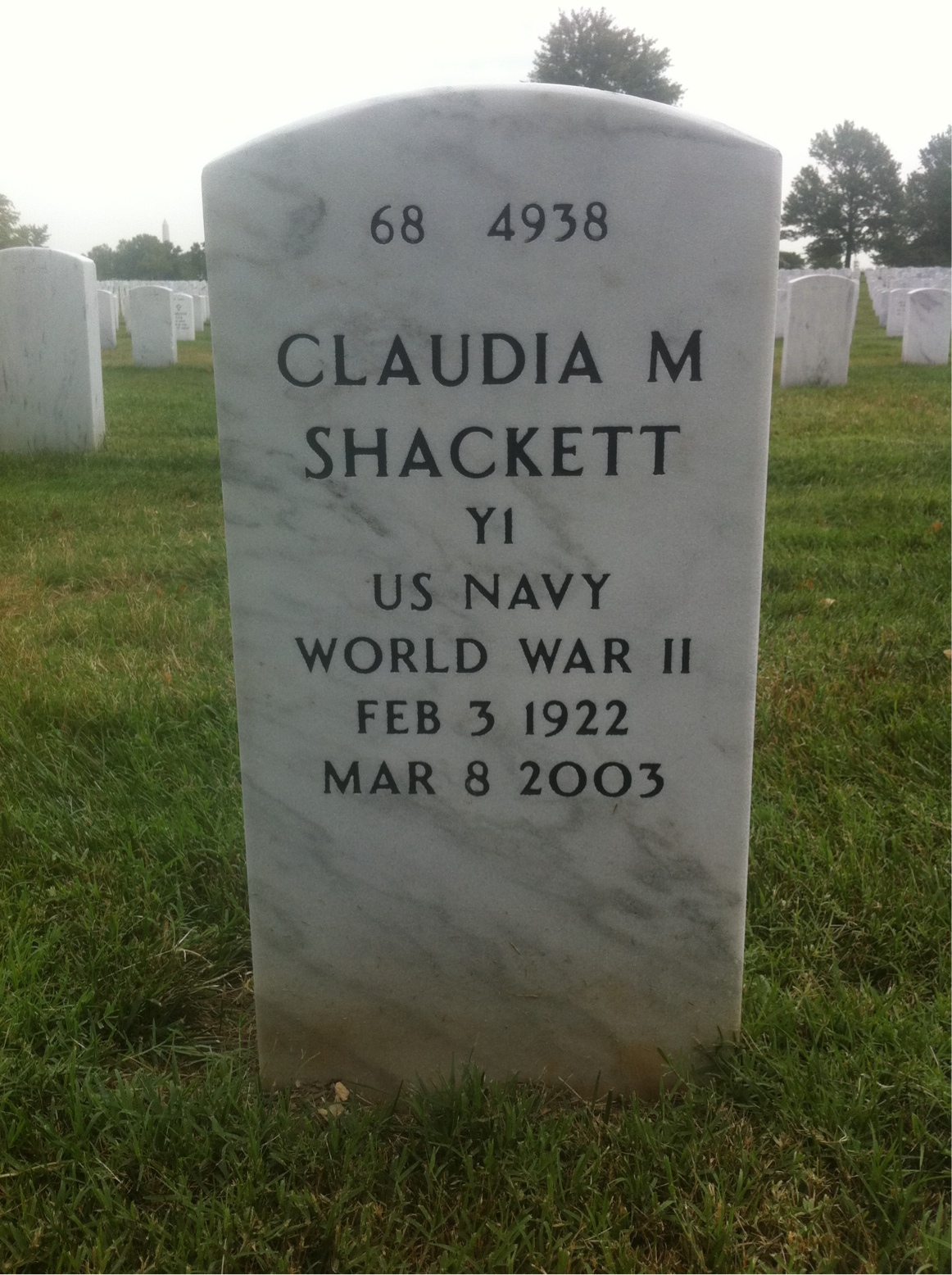 Back of headstone — James Shackett