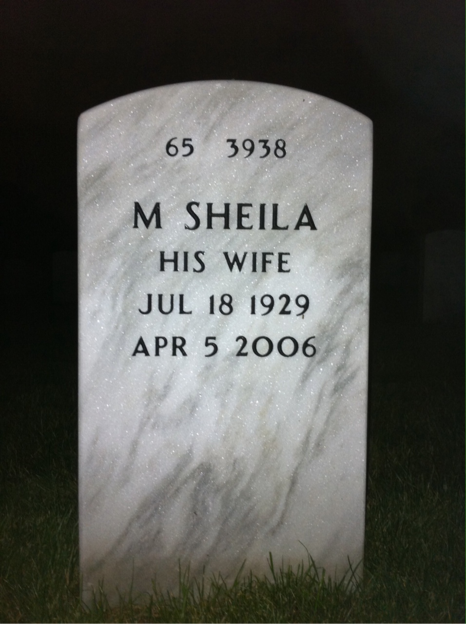 Back of headstone — Randolph Marshall
