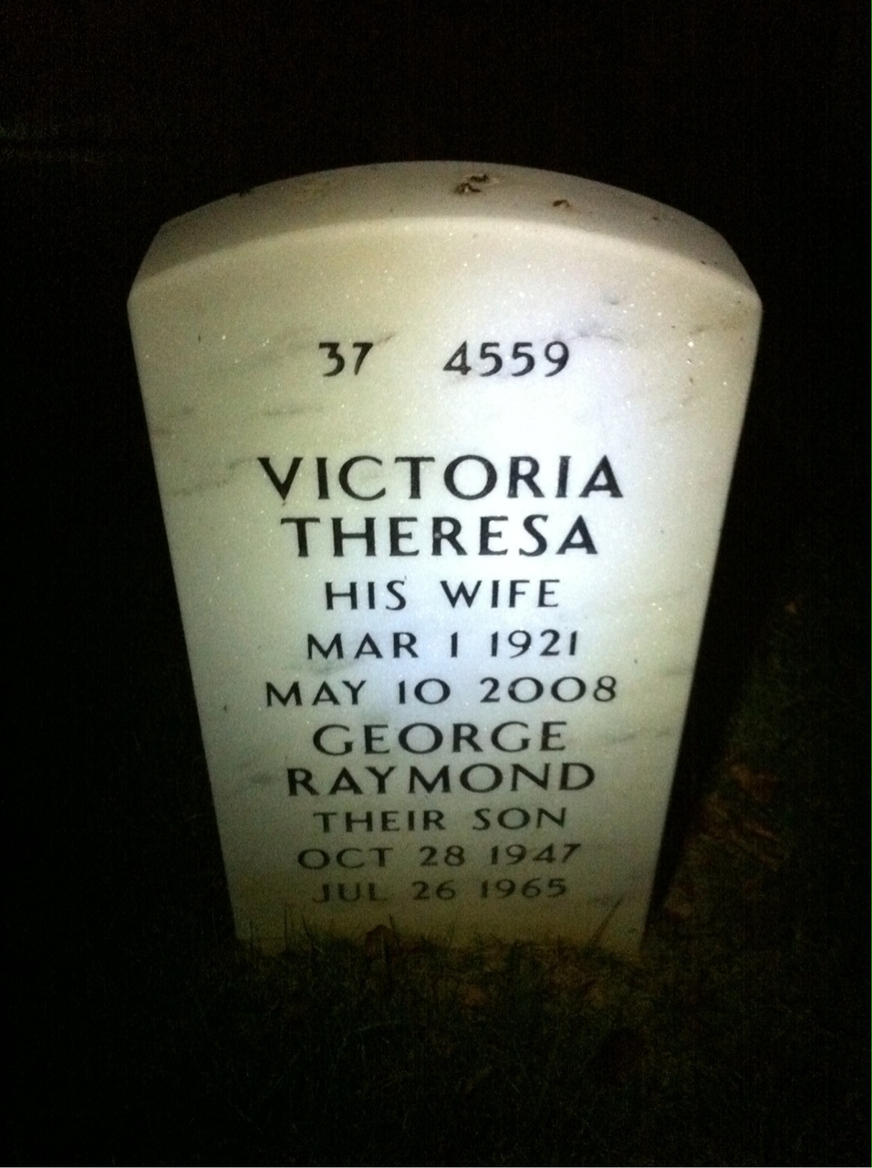 Back of headstone — George Vermilyea