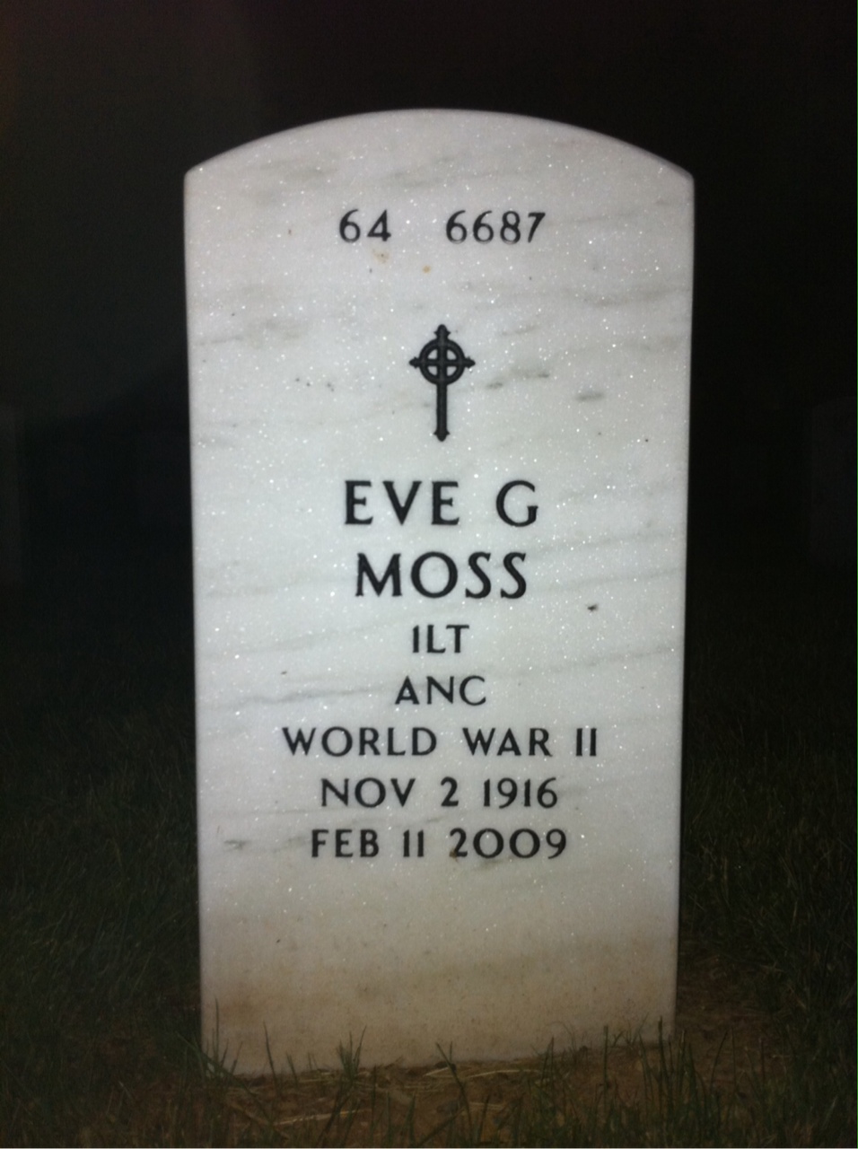 Back of headstone — Robert Moss