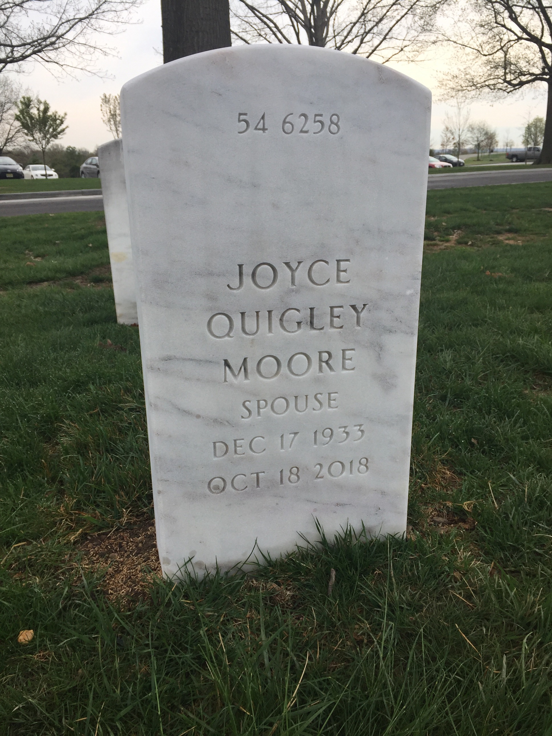 Back of headstone — John Moore