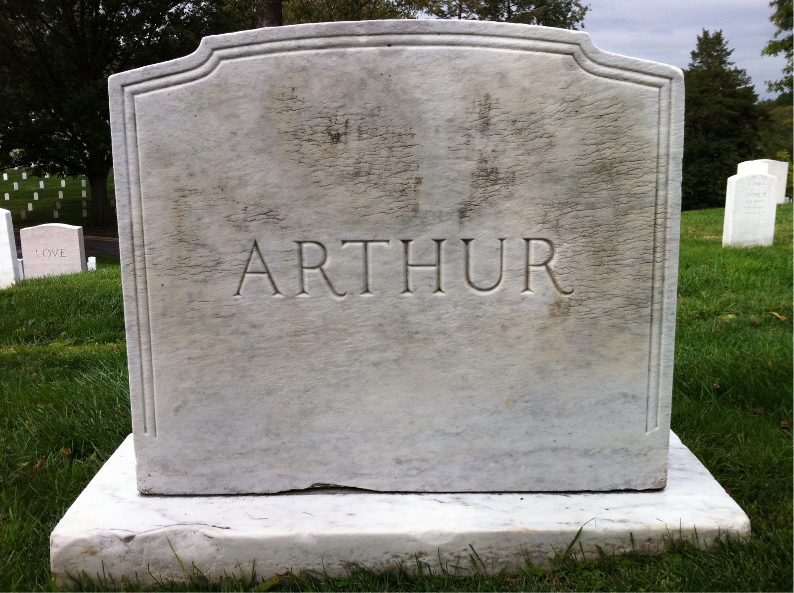 Back of headstone — Henrietta Arthur