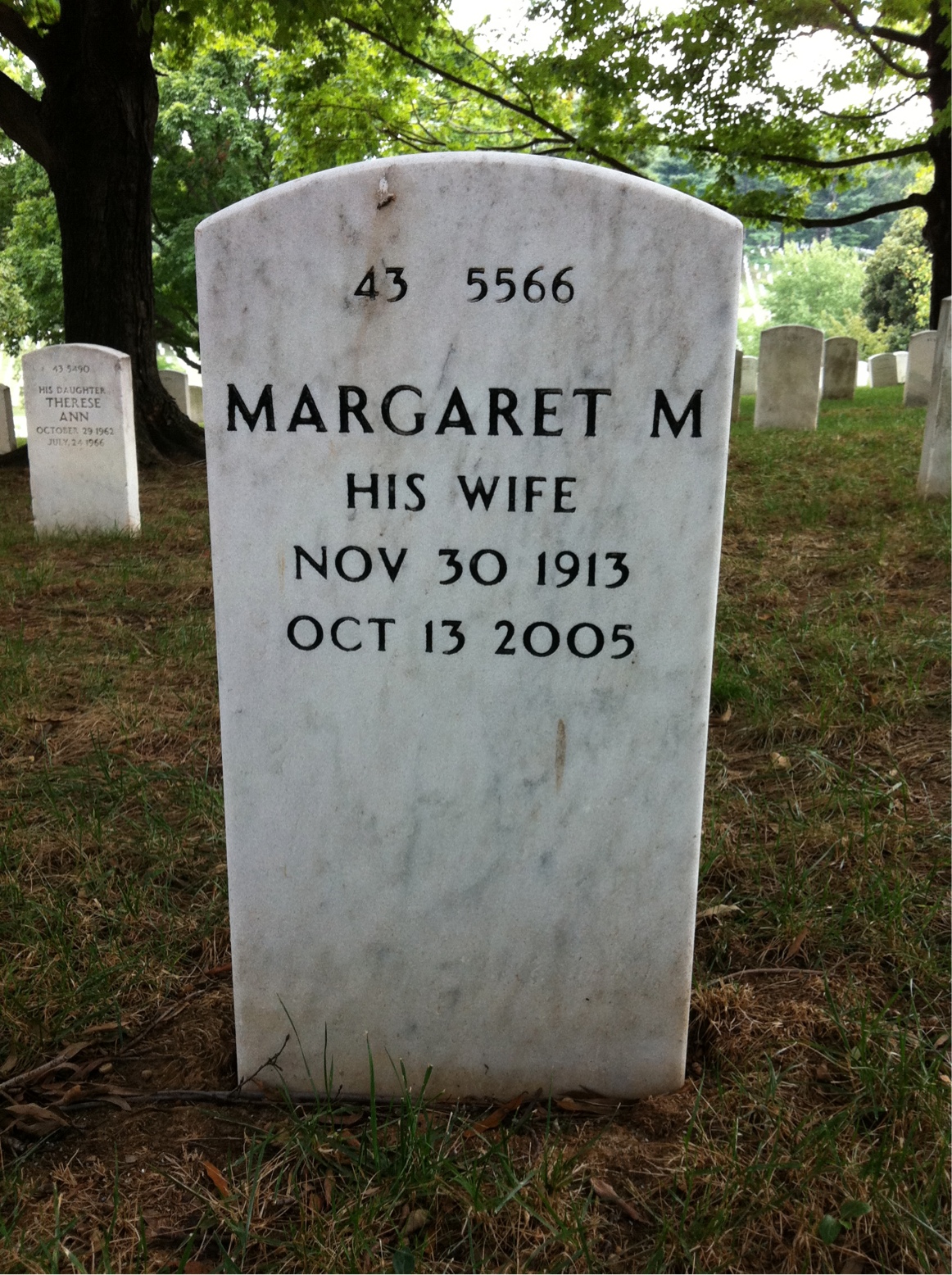 Back of headstone — Beverly Dunn