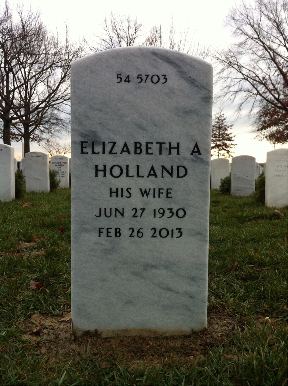 Back of headstone — Herbert Larson