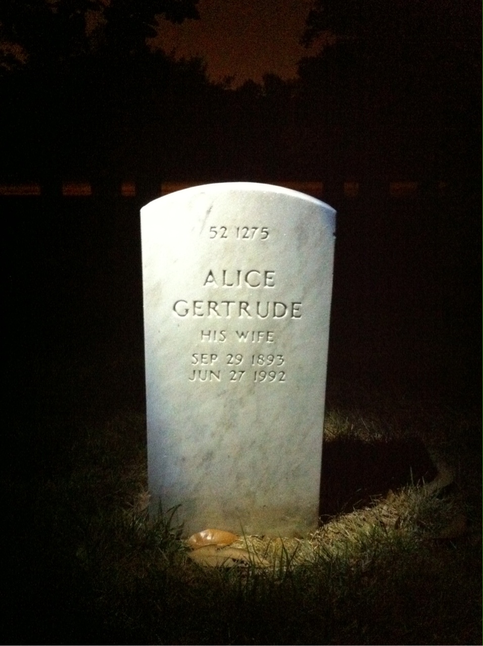 Back of headstone — Alice Ayraud