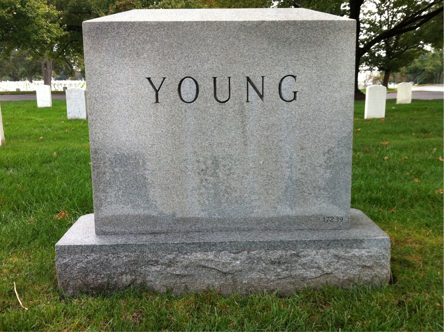Back of headstone — Russel G Young