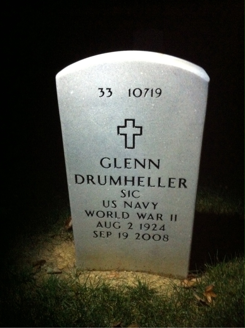 Back of headstone — Glenn Drumheller