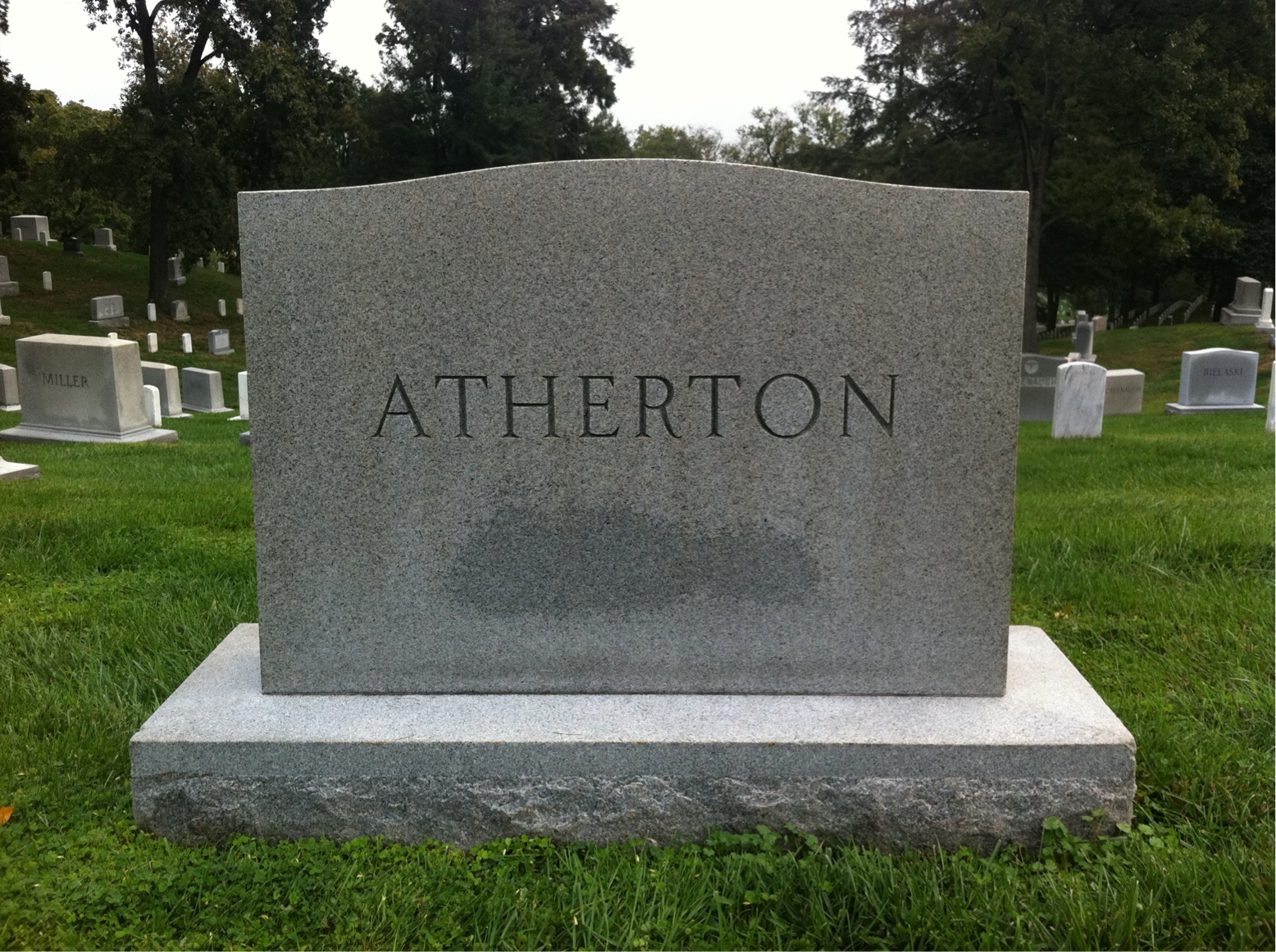 Back of headstone — Hazen Atherton
