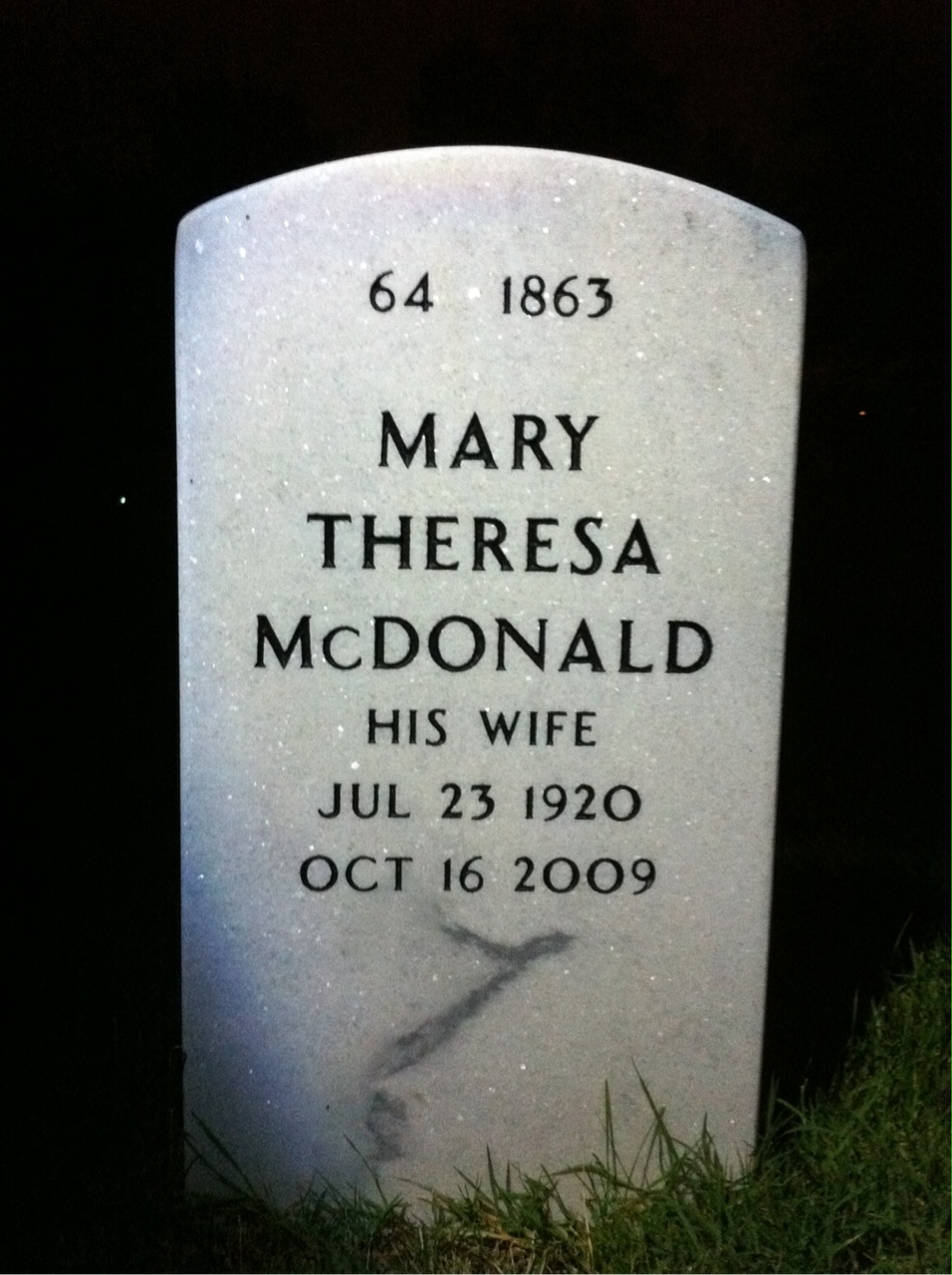 Back of headstone — Walter Barry